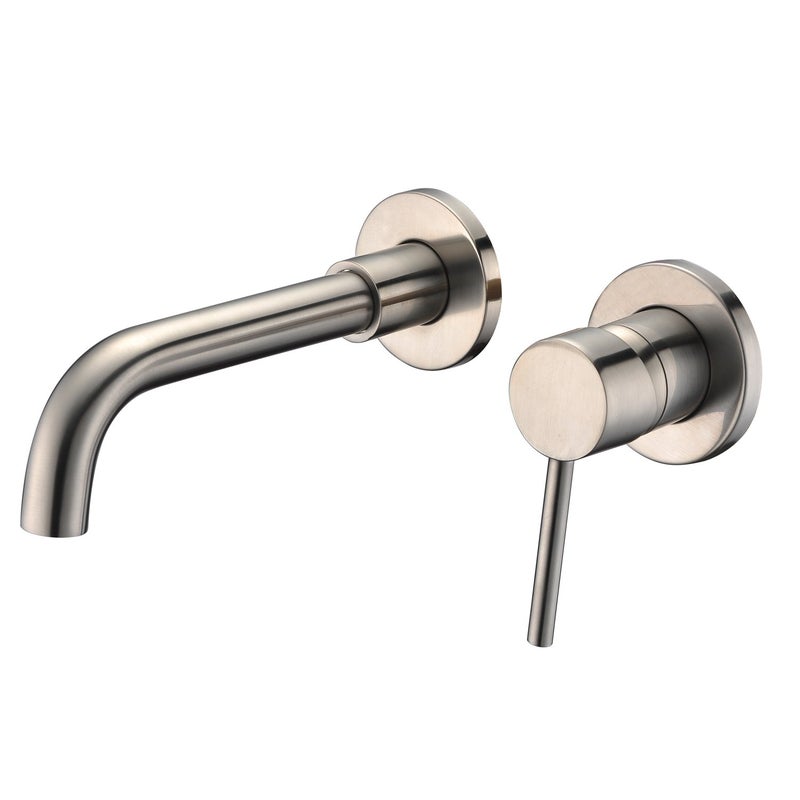 Sumerain Wall Mount Bathroom Faucets Brushed Nickel,Single Handle Wall Mount Faucet with Brass Rough-in Valve - Image 1